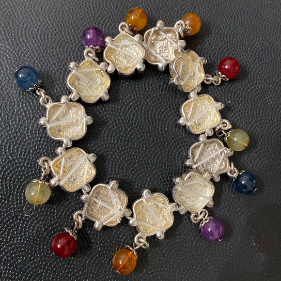 Colorful Acrylic Beads & silver charm bracelet - Picture 5 of 7